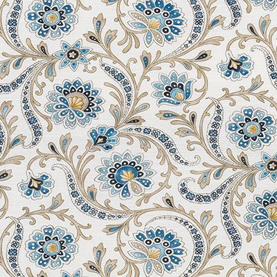 Baville tissu ameublement lin mélangé motif floral végétal design  de Nina Campbell, pour fauteuil, canapé et rideaux  vendu par la rime des matieres bon plan tissu
