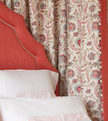 Baville tissu ameublement lin mlang motif floral vgtal design  de Nina Campbell, pour fauteuil, canap et rideaux  vendu par la rime des matieres bon plan tissu