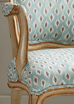 beau rivage tissu ameublement  motif pictural design de Niina Campbell pour fauteuil, canapé et rideaux  vendu par la rime des matieres bon plan tissu