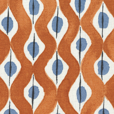 beau rivage tissu ameublement motif pictural design  pour fauteuil et canapé de Nina Campbell vendu par la rime des matieres bon plan tissu