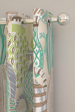 Collioure tissu ameublement imrpim pots colors design  pour fauteuil, canap et rideaux, de Nina Campbell vendu par la rime des matieres