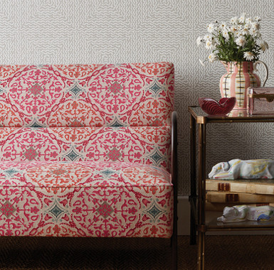 la moulade tissu ameublement  motif jacquard stylisé de Niina Campbell pour fauteuil, canapé et rideaux  vendu par la rime des matieres bon plan tissu