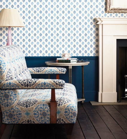 la moulade tissu ameublement  motif jacquard stylisé de Niina Campbell pour fauteuil, canapé et rideaux  vendu par la rime des matieres bon plan tissu