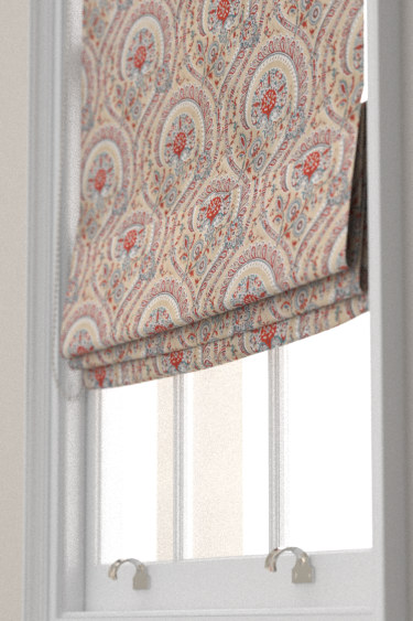 Les Indiennes tissu ameublement  lin mélangé motif médaillon végétal design de Nina Campbell pour stores et rideaux,  vendu par la rime des matieres bon plan tissu