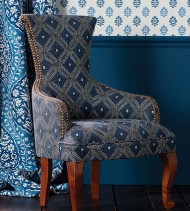 lorette tissu ameublement  motif géométrique design de Niina Campbell pour fauteuil, canapé et rideaux  vendu par la rime des matieres bon plan tissu