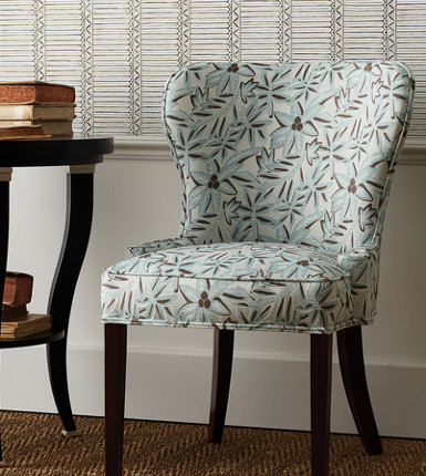 loulou tissu ameublement  motif végétal stylisé feuilles de palmiers de Niina Campbell pour fauteuil, canapé et rideaux  vendu par la rime des matieres bon plan tissu