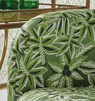 loulou tissu ameublement  motif végétal stylisé feuilles de palmiers de Niina Campbell pour fauteuil, canapé et rideaux  vendu par la rime des matieres bon plan tissu