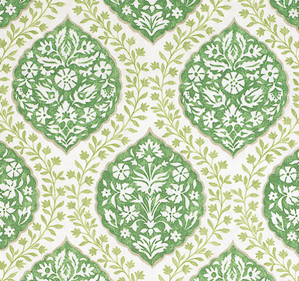 Marguerite tissu ameublement motif médaillon végétal design  de Nina Campbell, pour fauteuil, canapé et rideaux  vendu par la rime des matieres bon plan tissu