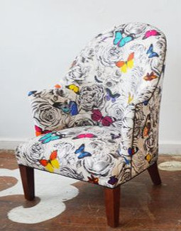 tissu ameublement butterfly garden pour fauteuil crapaud