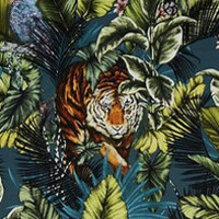 Bengal Tiger tissu lavable pour rideau, stores et coussin, de Prestigious Textiles, motif jungle design tropical, vendu par la rime des matieres, bon plan tissu et frais de port offerts