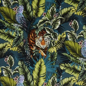 Bengal Tiger tissu lavable pour rideau, stores et coussin, de Prestigious Textiles, motif jungle design tropical, vendu par la rime des matieres, bon plan tissu et frais de port offerts