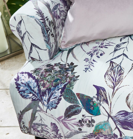 canap et tissu ameublement Botanist velours ras et doux motif vgtal  de Prestigious Textiles, pour chaise, fauteuil, canap, jets de lit, rideau et coussin, vendu par la rime des matieres, bon plan tissu et frais de port offerts