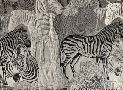 Damara tissu ameublement de Prestigious Textiles, design zèbre de la savane africaine, pour chaise, fauteuil, canapé, rideau et coussin, vendu par la rime des matieres, bon plan tissu et frais de port offerts