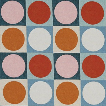 tissu Domino de Prestigious Textiles, motif graphique années 70 style Bauhaus, pour chaise, fauteuil, canapé, rideau et coussin, vendu par la rime des matieres, bon plan tissu et frais de port offerts