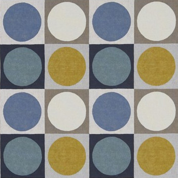 tissu Domino de Prestigious Textiles, motif graphique années 70 style Bauhaus, pour chaise, fauteuil, canapé, rideau et coussin, vendu par la rime des matieres, bon plan tissu et frais de port offerts