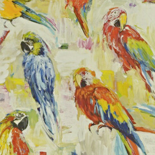 Macaw tissu ameublement lavable motif perroquet style aquarelle  de Prestigious Textiles, pour chaise, fauteuil, canapé, stores, rideau et coussin, vendu par la rime des matieres, bon plan tissu et frais de port offerts