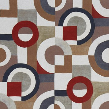 tissu Puzzle de Prestigious Textiles, motif graphique années 70 style Bauhaus, vendu par la rime des matieres, bon plan tissu et frais de port offerts