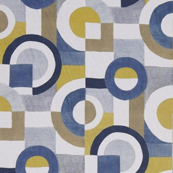 tissu Puzzle de Prestigious Textiles, motif graphique années 70 style Bauhaus, vendu par la rime des matieres, bon plan tissu et frais de port offerts
