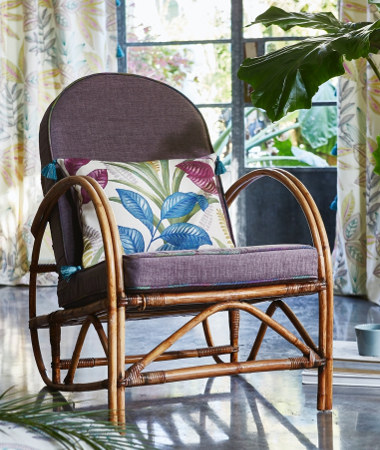 Sumba tissu ameublement lavable motif végétal tropical  de Prestigious Textiles, pour chaise, fauteuil, canapé, stores, rideau et coussin, vendu par la rime des matieres, bon plan tissu et frais de port offerts