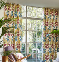 Sumba tissu ameublement lavable motif végétal tropical de Prestigious Textiles, pour chaise, fauteuil, canapé, stores, rideau et coussin, vendu par la rime des matieres, bon plan tissu et frais de port offerts
