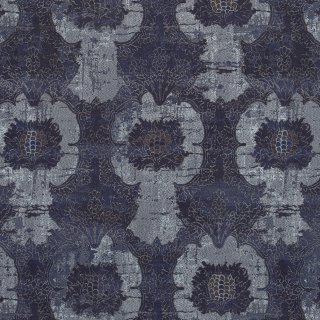 Mica tissu ameublement en lin mélangé, de Sahco, motif ornemental look vintage, pour  rideaux et coussisn, vendu par la rime des matieres, bon plan tissu et frais de port offerts