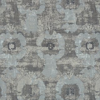 Mica tissu ameublement en lin mélangé, de Sahco, motif ornemental look vintage, pour  rideaux et coussisn, vendu par la rime des matieres, bon plan tissu et frais de port offerts