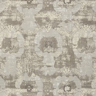 Mica tissu ameublement en lin mélangé, de Sahco, motif ornemental look vintage, pour  rideaux et coussisn, vendu par la rime des matieres, bon plan tissu et frais de port offerts