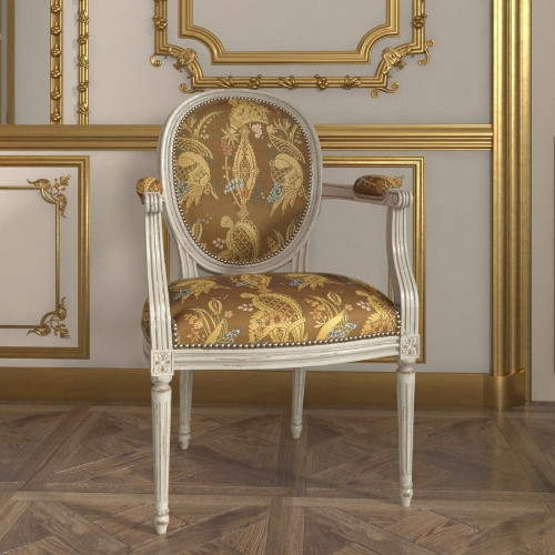 Cour Du Siam tissu ameublement  soie  motif floral exotique, de tassinari & chatel , pour fauteuil, canapé, tenture murale et rideau vendu par la rime des matieres