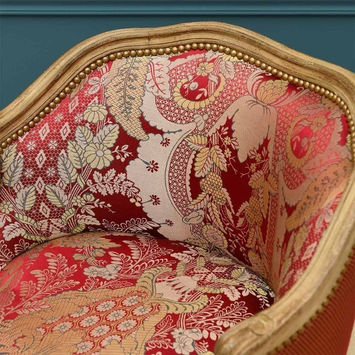 Maintenon tissu ameublement brocart soie motif emblématique feuillage et ananas, de tassinari & chatel , pour fauteuil, canapé, tenture murale et rideau vendu par la rime des matieres