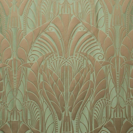 Vitrail tissu ameublement brocatelle soie et lin, motif végétal stylisé Art Déco Art Nouveau, de Tassinari et Chatel,  pour fauteuil, canapé, tenture murale et rideau, vendu par la rime des matieres