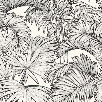 tissu d'ameublement Coco de Thévenon, motif végétal feuillage exotique, grande largeur 280 cm, lavable, pour chaise, fauteuil, canapé, rideaux et coussins, vendu par la rime des matieres, bon plan tissu et frais de port offerts. 