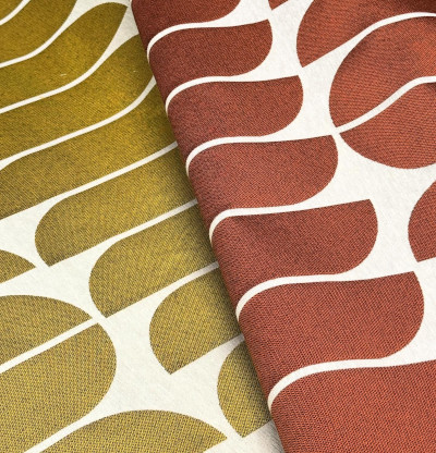 tissu Creatone de Thévenon, motif graphique style vintage, lavable, pour chaise, fauteuil, canapé, rideaux et coussins, vendu par la rime des matieres, bon plan tissu et frais de port offerts. 