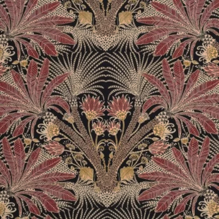 Grand Hotel tissu d'ameublement lavable, motif végétal décoratif effet miroir, de Thévenon, pour chaise, fauteuil, canapé, tête de lit, rideaux et coussins, vendu par la rime des matieres, bon plan tissu et frais de port offerts. 