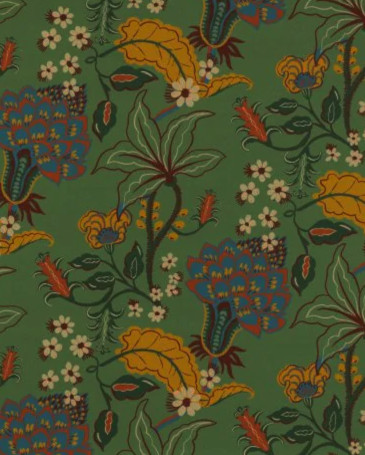 tissu Hana de Thévenon, motif floral végétal stylisé, lavable, pour chaise, fauteuil, canapé, rideaux et coussins, vendu par la rime des matieres, bon plan tissu et frais de port offerts. 