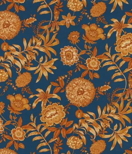 tissu ameublement lavable Jacobine, motif floral végétal stylisé, de Thévenon, pour chaise, fauteuil, canapé, rideaux et coussins, vendu par la rime des matieres, bon plan tissu et frais de port offerts. 