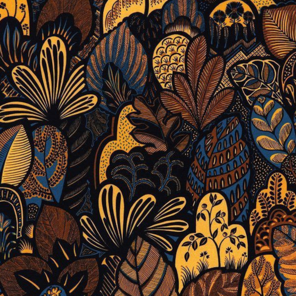 Joséphine tissu d'ameublement lavable, motif floral artistique, de Thévenon, pour chaise, fauteuil, canapé, rideaux et coussins, vendu par la rime des matieres, bon plan tissu et frais de port offerts. 