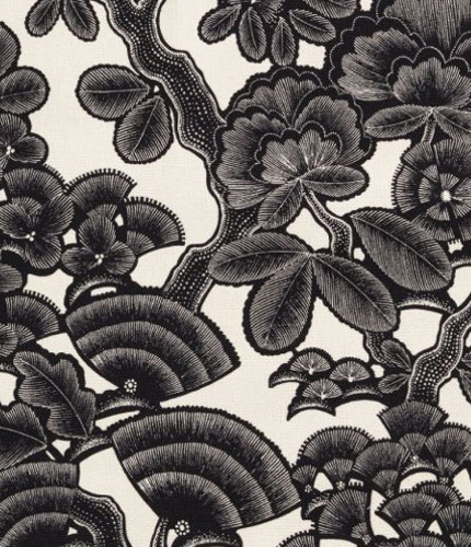 Kew Gardens tissu ameublement lavable, de Thévenon, motif végétal arbre de vie des serres royales de Londres, pour chaise, fauteuil, canapé, rideaux et coussins, vendu par la rime des matieres, bon plan tissu et frais de port offerts. 
