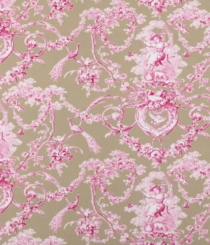 tissu Ludivine Percale de Thévenon, style toile de Jouy motif demoiselle à la balançoire, lavable, pour chaise, fauteuil, canapé, rideaux et coussins, vendu par la rime des matieres, bon plan tissu et frais de port offerts. 