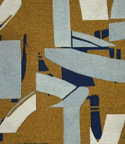 tissu Métamorphose, jacquard design graphique marqueterie moderne, de Thévenon, pour chaise, fauteuil, canapé, rideaux et coussins, vendu par la rime des matieres, bon plan tissu et frais de port offerts.