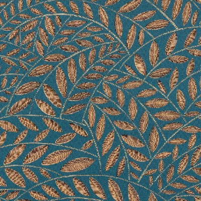 tissu Muse de Thévenon, motif végétal stylisé bicolore, lavable, pour chaise, fauteuil, canapé, rideaux et coussins, vendu par la rime des matieres, bon plan tissu et frais de port offerts. 