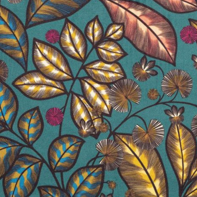 tissu ameublement lavable Rainbow Tree Velours, motif végétal stylisé fantastique, de Thévenon, pour chaise, fauteuil, canapé, rideaux et coussins, vendu par la rime des matieres, bon plan tissu et frais de port offerts.