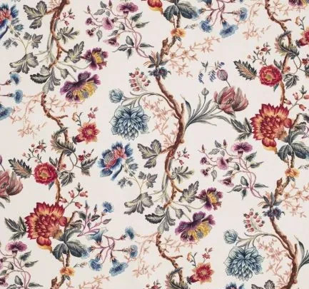 Rochecotte tissu ameublement lavable Rochecotte, motif floral vgtal belles demeures de charme, de Thvenon, pour chaise, fauteuil, canap, rideaux et coussins, vendu par la rime des matieres, bon plan tissu et frais de port offerts. 