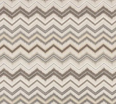 tissu Sombrero de Thévenon, lavable, aquaclean anti-taches et outdoor spécial pour l'extérieur, motif graphique zig zag brodé, pour chaise, fauteuil, canapé, rideaux et coussins, mobilier de jardin, tissuvendu par la rime des matieres, bon plan tissu et frais de port offerts. 