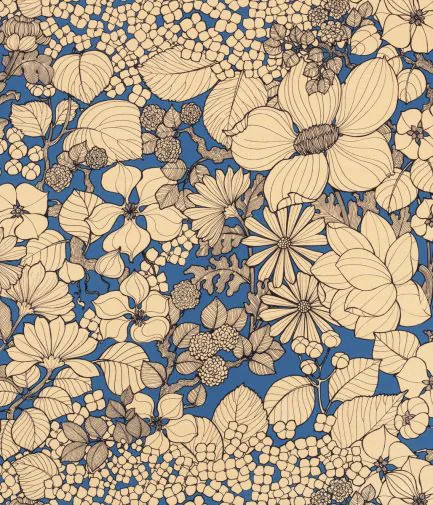 tissu Suzie de Thévenon, motif floral stylisé bicolore, lavable, pour chaise, fauteuil, canapé, rideaux et coussins, vendu par la rime des matieres, bon plan tissu et frais de port offerts. 