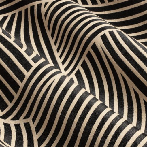 tissu Tip Top Jacquard de Thévenon, motif bicolore rubans entrelacés, lavable et reversible, pour chaise, fauteuil, canapé, rideaux et coussins, vendu par la rime des matieres, bon plan tissu et frais de port offerts.