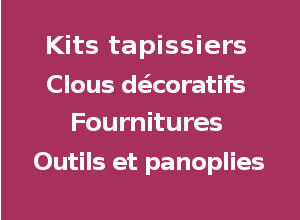 les kits pour tapisser fauteuils, fournitures, clous décoratifs et outils de tapissier pour refaire fauteuil Voltaire, Louis XV, Louis XVI, crapaud, bridge, Louis Philippe, club, cabriolet, vendus par la rime des matieres, bon plan 