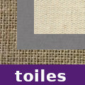 toiles de jute, toiles forte et embourrure, toile blanche et jaconas vendus par la rime des matières